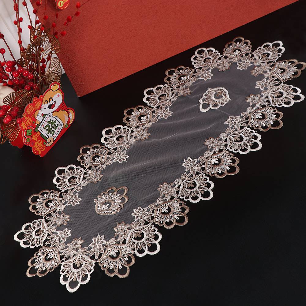 Flower Embroidery Oval Lace Tablecloth Vintage Dacron Europe Dining Tablecloth Oil Proof Washable Coffee Table Placemat Desk