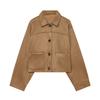 Womens Oversized Solid Color Single-Breasted Loose Coat 2026 Streetwear Short Jacket Long Sleeve