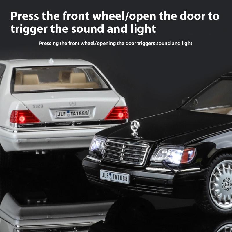 1/24 Scale Mercedes Benz W140 320SEL Classic Limousine Alloy Diecast Model Car Sound &light Desktop Decoration Gift for Friend Present