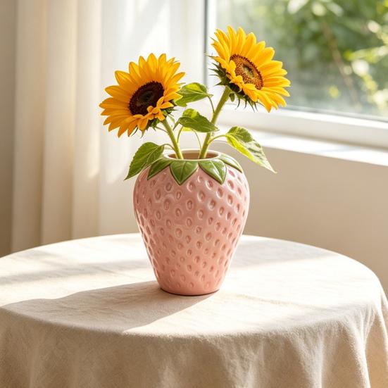 Ceramic Flower Pots Strawberry Hole Plant Pot Shaped with Drainage Cute Decorative Planters