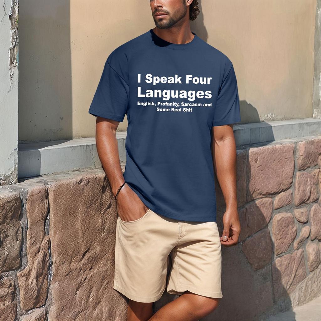 Men's Popular T-shirt Printed Round Neck Short Sleeve T-shirt
