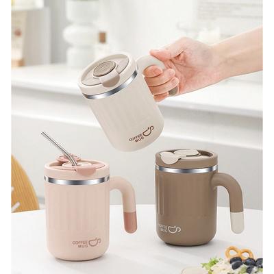 Tasse Grande Capacité 480ML, Tasse à Café en Acier Inoxydable 304, Tasse à Boire Mignonne pour Filles, Cadeau Tasse à Eau de Bureau, Tasse à Lait pour le Petit-Déjeuner