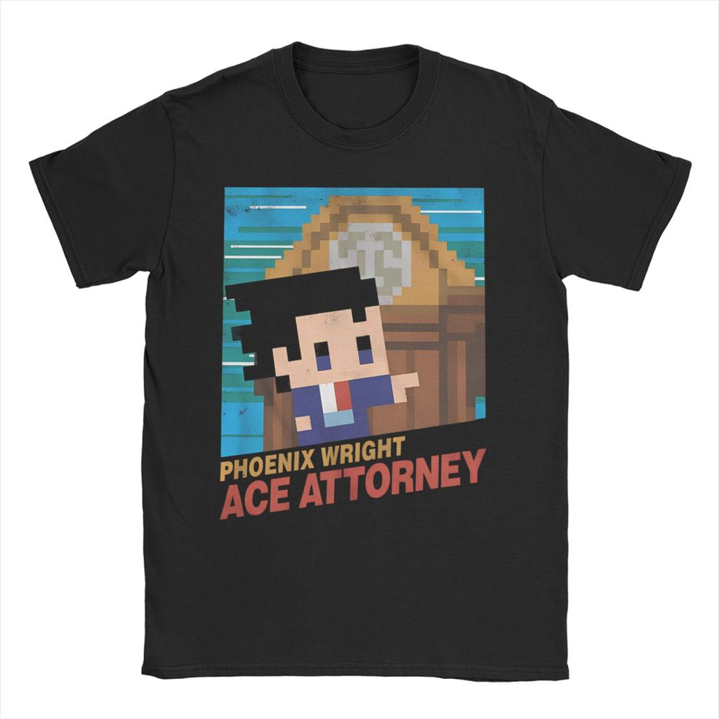 Ace Attorney Videospiel Phoenix Wright T-Shirts für Männer Frauen Vintage Reines Baumwoll-T-Shirt O-Ausschnitt Kurzarm T-Shirts Tops