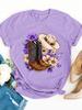 Floral Cowboy Boots Women's Tee - Western Style Graphic, Country-Inspired Print for Casual Daily Wear