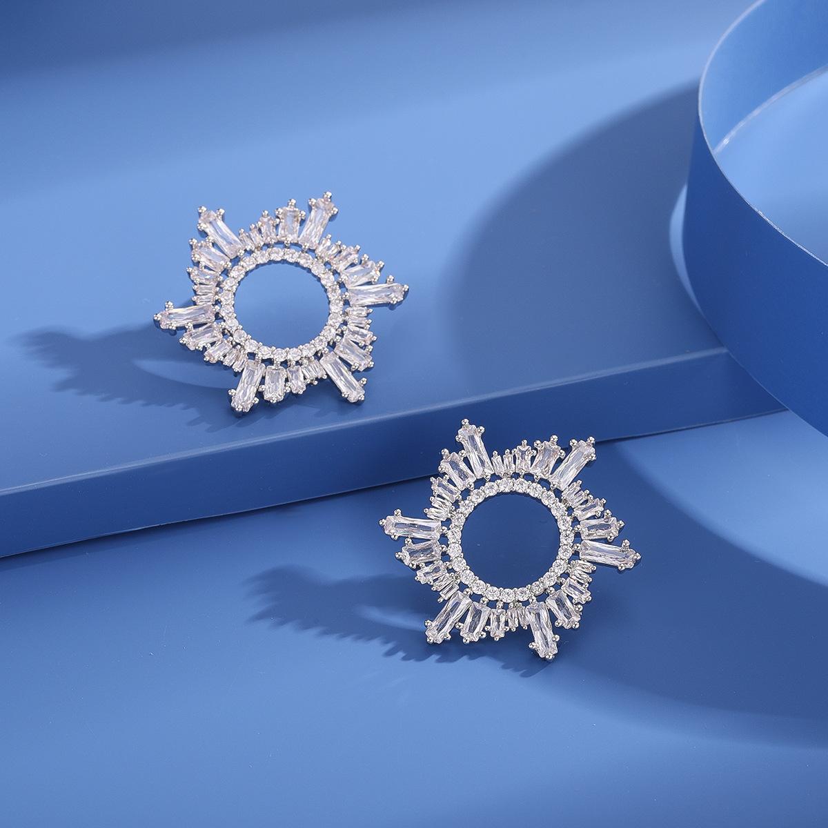 Irregular Sun Flower Earrings Full Diamond Earrings Design Sense Premium Women s Tassel Manufacturer Wholesale