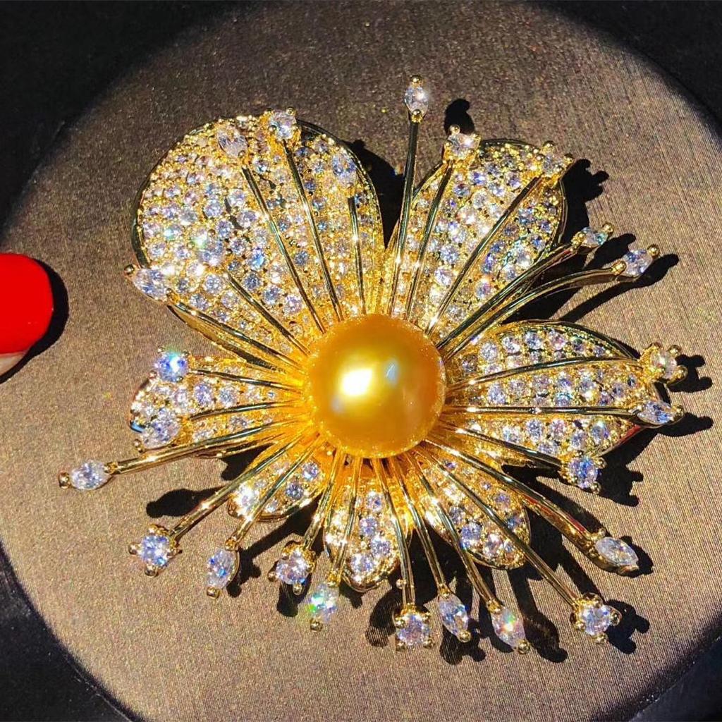 Classic Pearl & Agate Jade Orchid Brooch – Elegant Spring Flower Corsage for Women