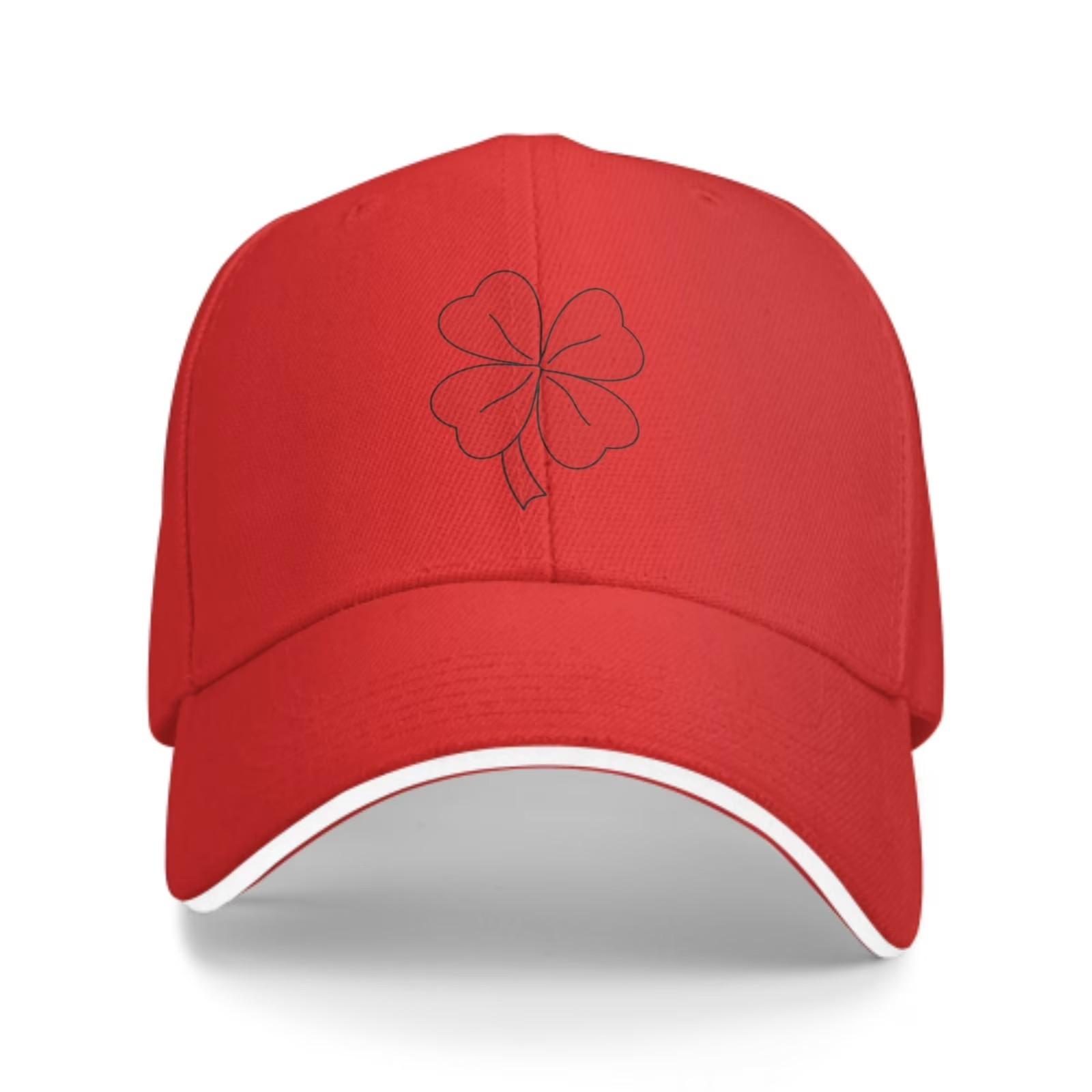 Red Clover Baseball Cap Adjustable Unisex Polyester Curved Brim Outdoor Casual Hat One Size