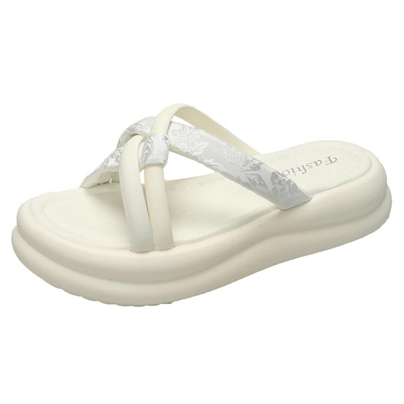 Fashion Summer New Outward Wear National Style Cross Versatile Platform Casual Soft Sole Fashion Beach Comfortable Slippers Non-slip