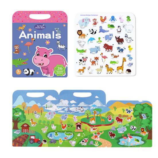 Reusable Sticker Book Educational Washable Jelly Fun Travel Sticker Activity Busy Book for Toddlers Kids