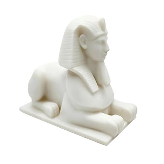 3D Printed Egyptian Sphinx Lion Figurine Statue White