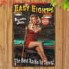 Vintage Billiard Pool PinUp Girl Metal Tin Sign  Retro Easy Eights Bowling Alley Decor Red  Blonde Hair Art  HeavyDuty