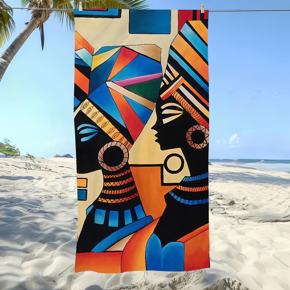 African Style G-Geometric Print Towel Beach Oversized Soft Ultra Absorbent Quick Drying Large Pool Travel Camping Bathroom