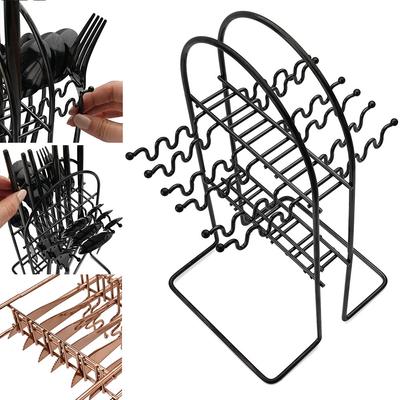 1 stücke Edelstahl Schwarz Lagerung Rack Luxus Besteck Organizer Rack Für Abendessen Dessert Messer Gabel Tee Löffel Geschirr Küche werkzeuge
