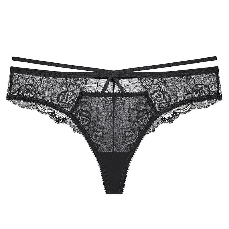 Women Sexy Low Waist Floral Lace Strappy Triangular Briefs Breathable Comfortable