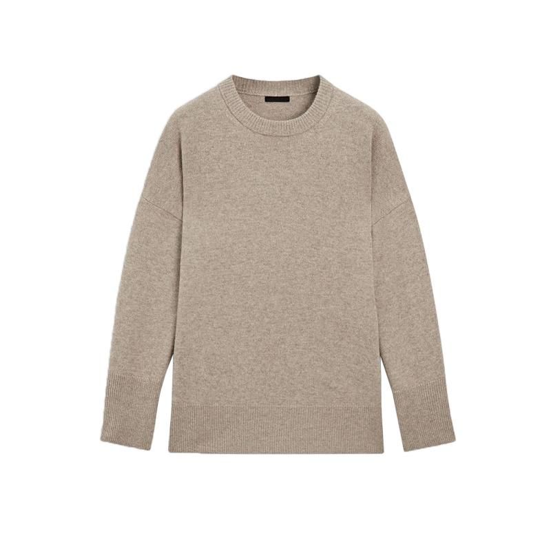 MD Fall and Winter New Women's Clothing Rib Neckline Soft Glutinous Wool Blended Round Neck Long Sleeves Knitwear 5775638