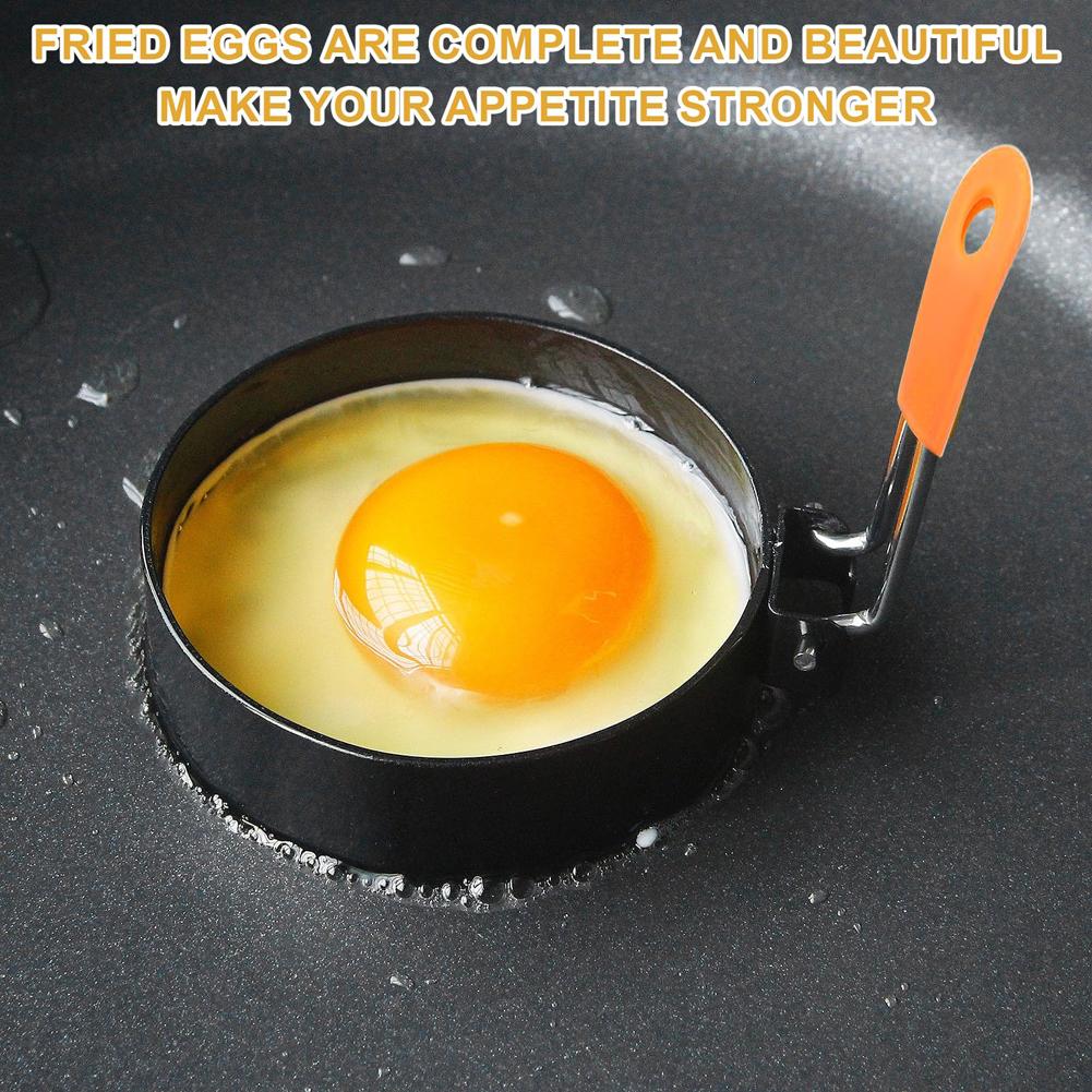 4 Stück Eierringe Antihaft zum Braten Runde Eierform mit Ölpinsel Spiegelei-Ring Edelstahl Eierkreise Eierformer
