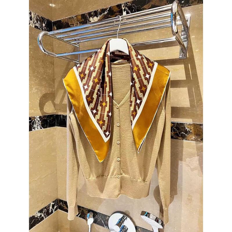 NINA SOLOR Maillard Twill Silk Square Scarf 65cm