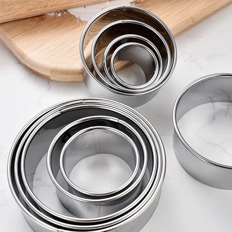 5PCs Round Stainless Steel Biscuit Mold Dumpling Skin Cutting Mold DIY Biscuit Pastry Cake Baking Tools Kitchen Baking Gadget