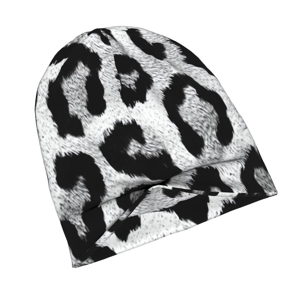 Black And White Leopard Print Adult Fashion Beanie That Transitions Effortlessly from Morning Commutes To Evening Walks While Maintaining a Clean Urba
