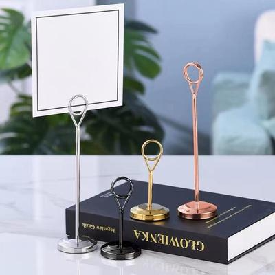 Stainless Steel Round Menu Holder & Table Number Clip for Weddings and Events