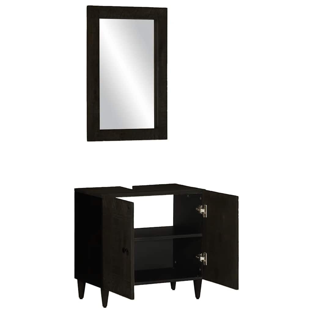 2 Piece Bathroom Furniture Set Solid Mango Wood