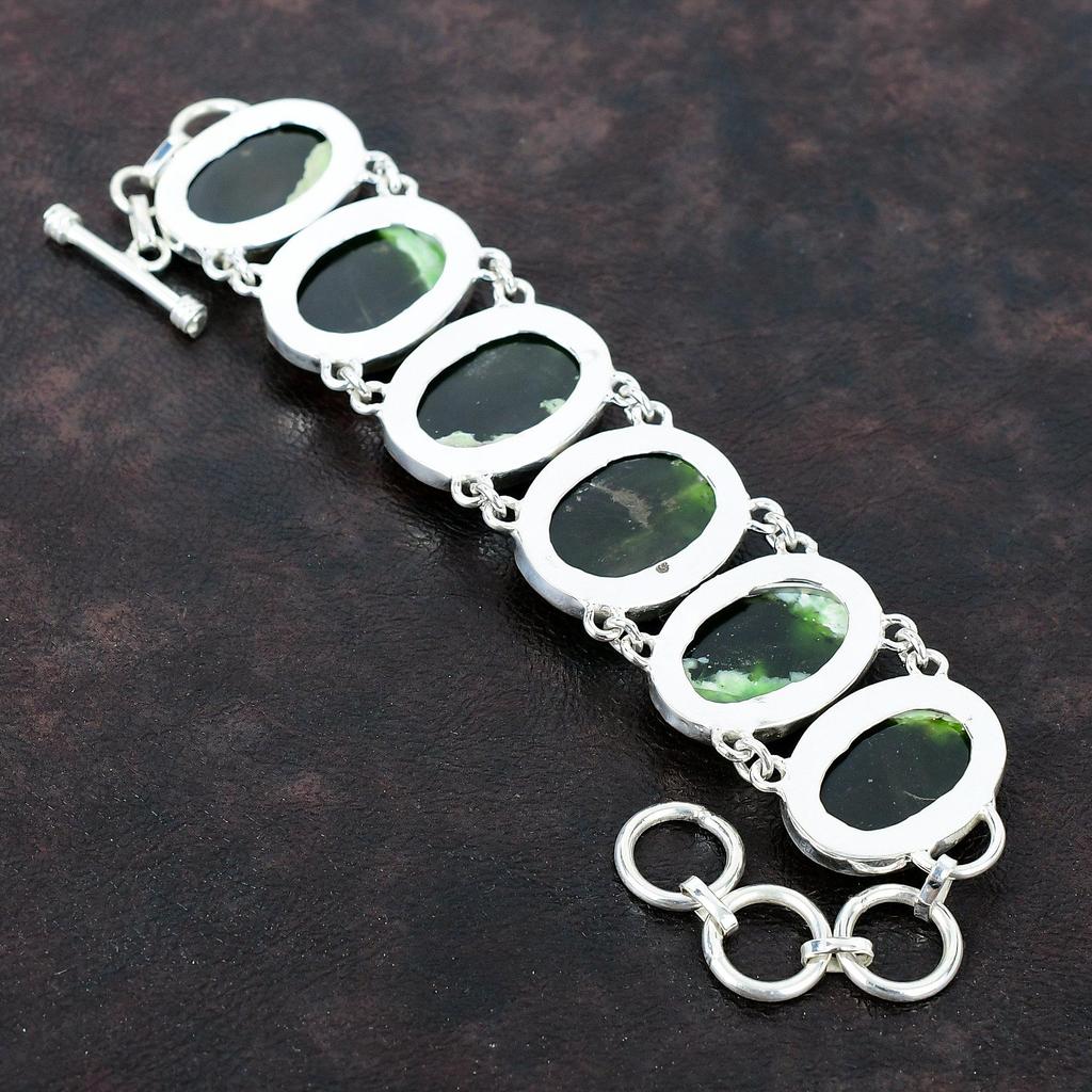 Pulseira de calcedônia cromada australiana Pulseira de prata esterlina 925 Joias com pedras preciosas Pulseira de corrente ajustável Pulseira feita à mão Presente de casamento