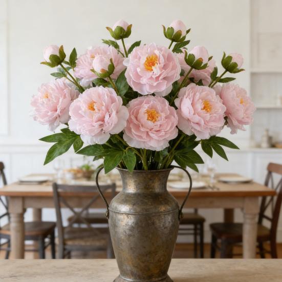 Real Touch Artificial Peony Flower Faux Silk Peony with Long Stem for Valentine's Day Floral Arrangement Wedding Party Home Kitchen Vase Decor