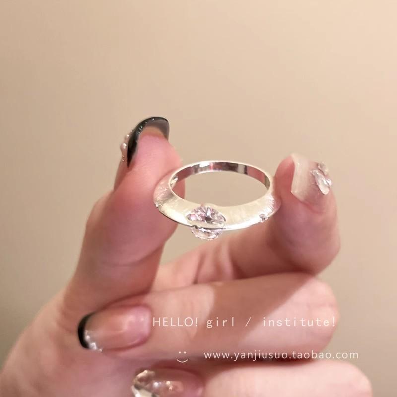 Wind Pearl Zircon Butterfly Ring Female Niche High-end Sense Light Luxury Couple Pair Ring Temperament Open Ring