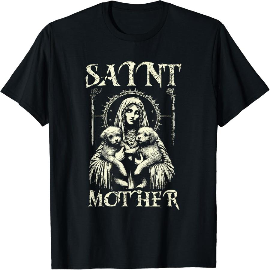 Святая Мать, Религиозная Средневековая Собачья Футболка, Футболка Мамы Щенков S