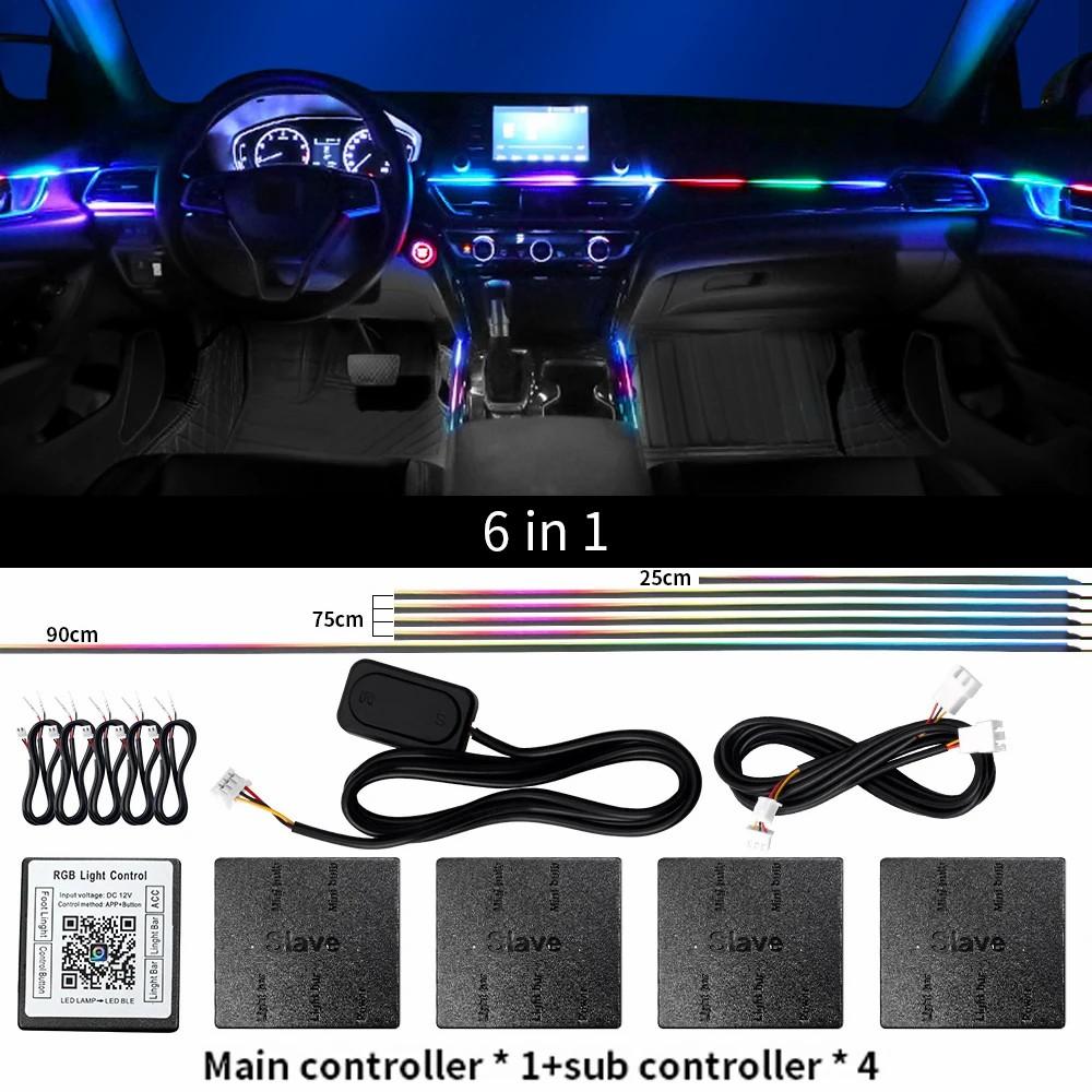 LED Ambient Lights Kit Colors Streamer For Car Universal Interior Symphony Hidden Acrylic Embass Strip RGB Decoration Atmosphere