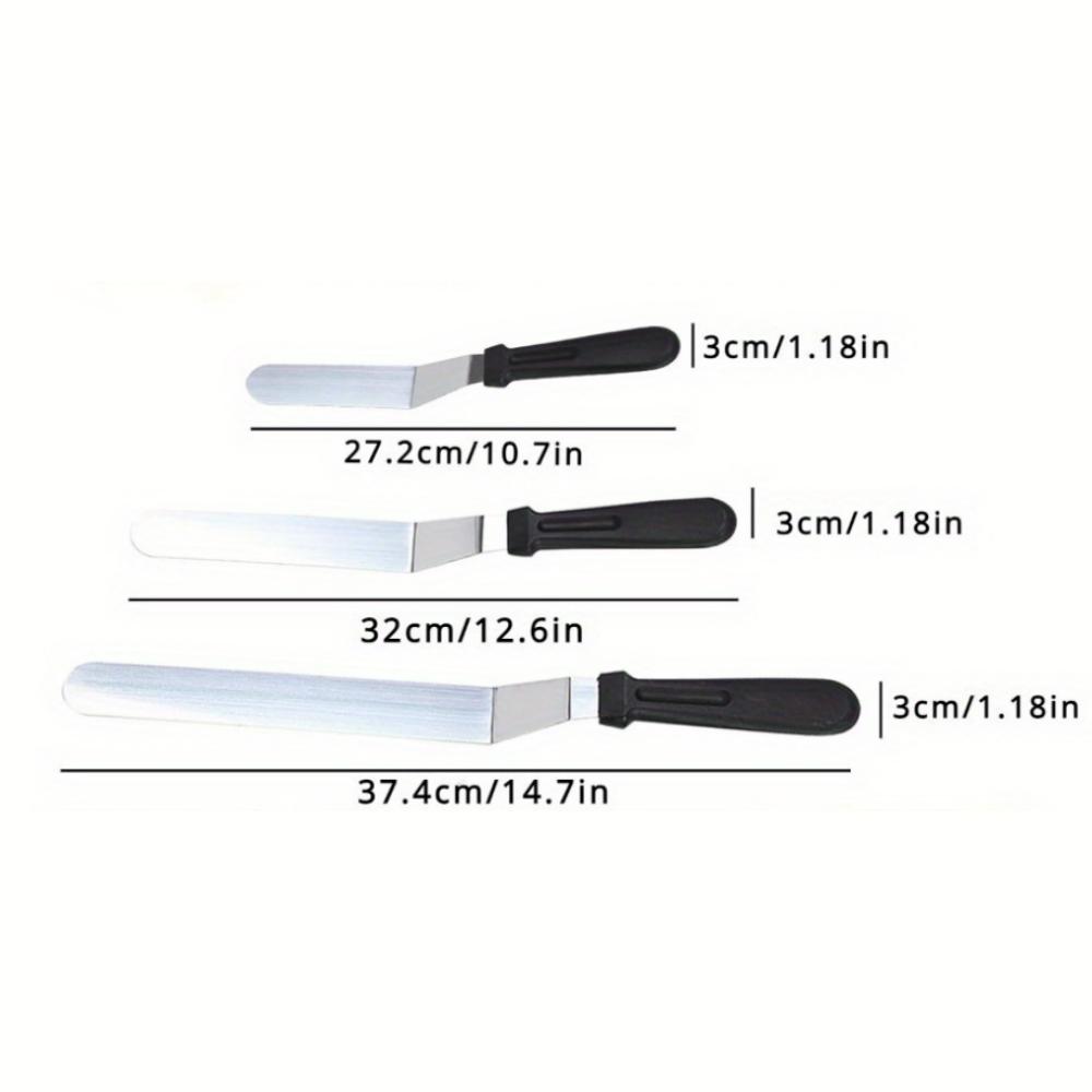 Icing Spatula Angled Stainless Steel Palette Knife Curved Offset Blade Professional Frost Cream Spatula For Cake Pastry Baking