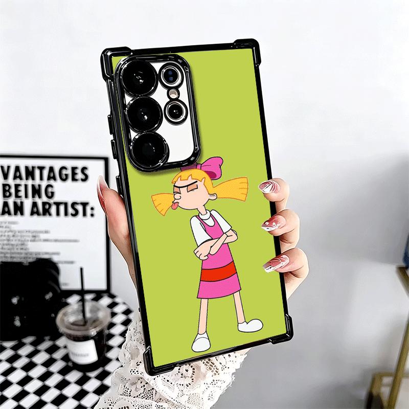 Cartoon Hey Arnold Helga Galvanisiert Handyhülle Für Samsung Galaxy S24 S25 FE S26 Edge S23 Ultra S22 S21 Plus S20 Anti-Fall Airbag