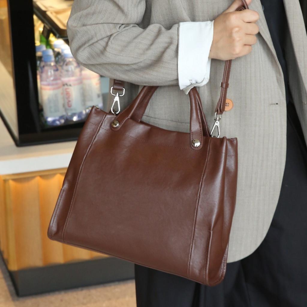 French Fashion Trend Genuine Leather Tote Bag, Shoulder Bag, Large Capacity Handbag