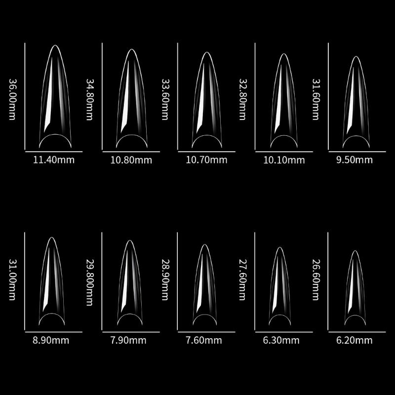 Alomd/Coffin/Square/Stilettos Fake Nail Tips,Clear Acrylic False Nail 10Sizes Press On Nail for DIY Nail Extensions