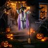 Sound Activated Party Prop 200cm Halloween Flying Witch with Scary Sounds & Glowing Eyes, Floating for Lawn Creepy Garden Yard Lawn, Haunted