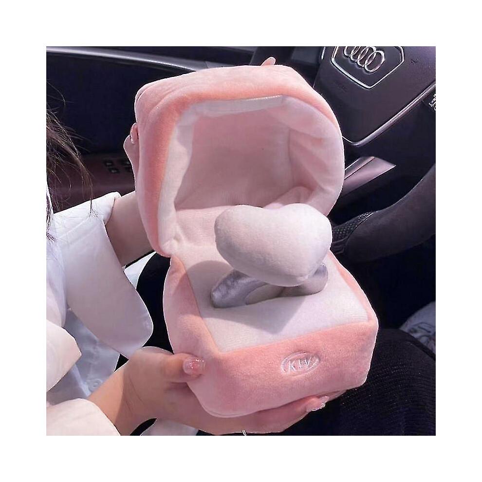 Creative Ring Box Plush Toy Love Diamond Ring Case Stuffed Couple Ring Surprise Gift Box Propose Memory Wedding Anniversary Gift