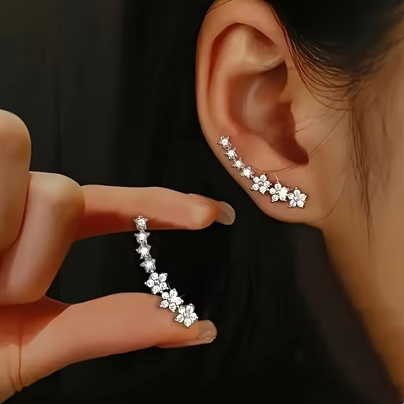 2Pcs Elegant Floral Stud Earrings Sequin Flower Hypoallergenic Earrings for Women Wedding Jewelry