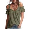 Blusa da Donna a Spalle Scoperte con Maniche a Volant Vestibilità Larga Top Estivo Pullover Casual Leggero per Uso Quotidiano