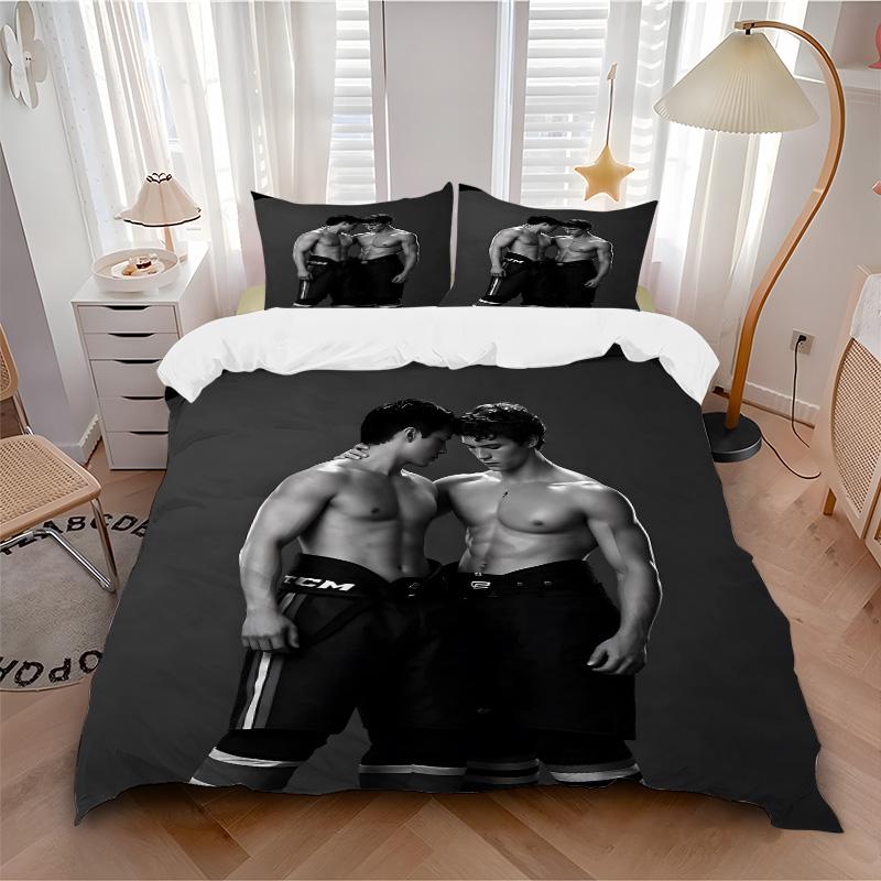 Ccm Hockey Players Print 3Pcs Bedding Set,Duvet Cover with 2 Bedro,Pillowcase Home Birthday Gift