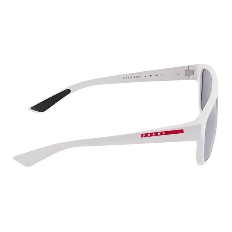 Prada Iconic Linea Rossa Red Line Design Acetate Irregular Sunglasses Men's White