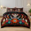 Skull Flowers Bedding Set skull retro print Duvet Cover Pillowcase Co co room decoration Quilt Cover Single Double Large Size