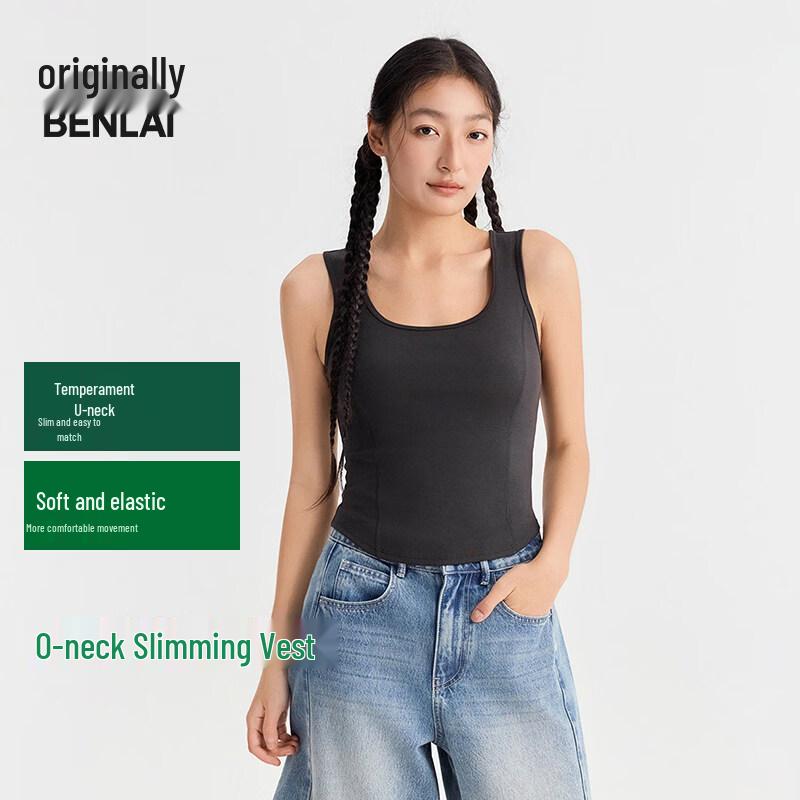 Benlai Women s U-Neck Slim-Fit Short Tank Top L