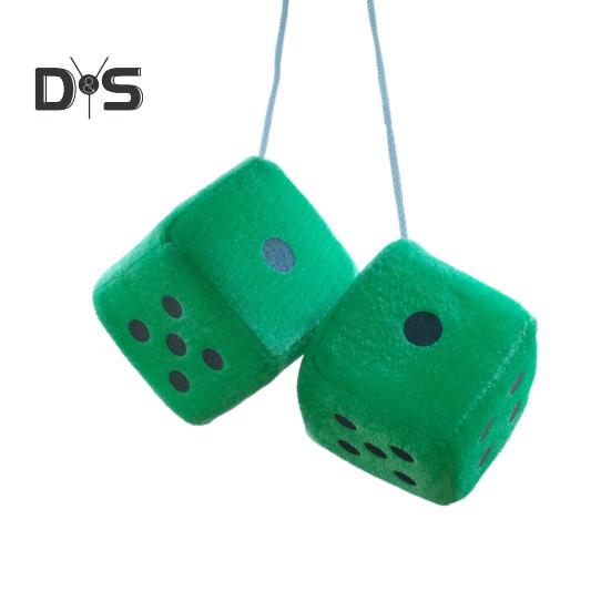 Plush Dice Pendant with Lanyard Vintage Charm Car Hanging Ornament Stress Relief Toy for Car Interior Rearview Mirror Decoration