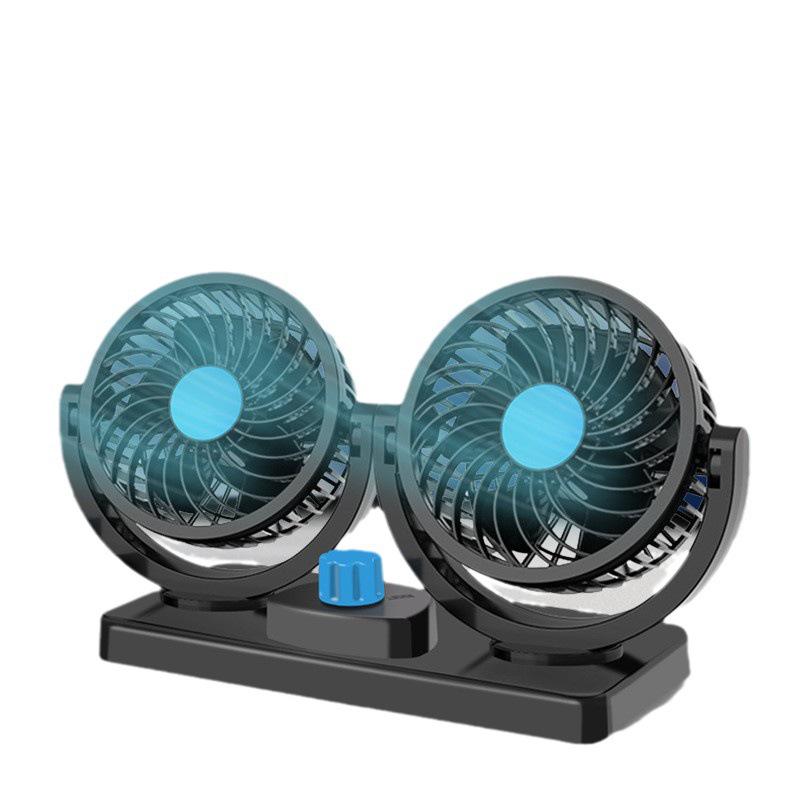 Dual Head 24V USB Car Fan - Powerful Summer Oscillating Fan