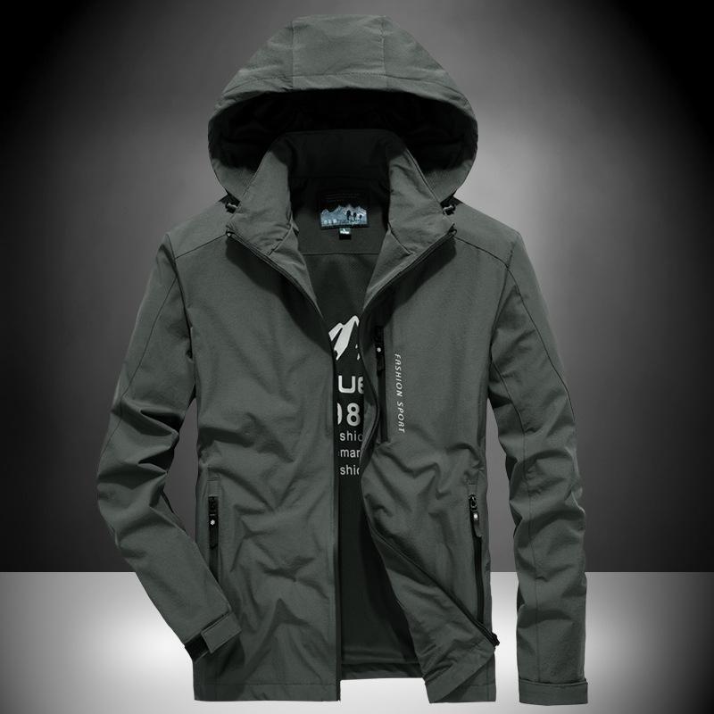 Casual Jacket Men's Stretch Outdoor Sports Windproof Jacket Handsome Versatile Hooded Spring and Autumn Quick-Drying Versatile Top