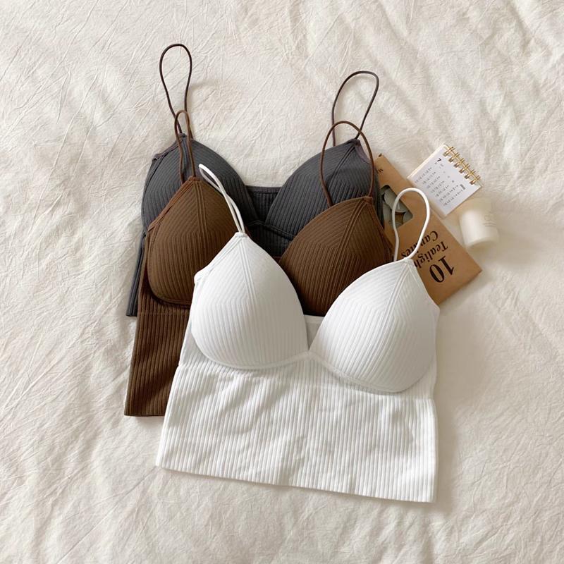 Spring and Summer Products Small Halter Vest With One Piece Fixed Cup Chest Binding Outside Wear Soled Strapless