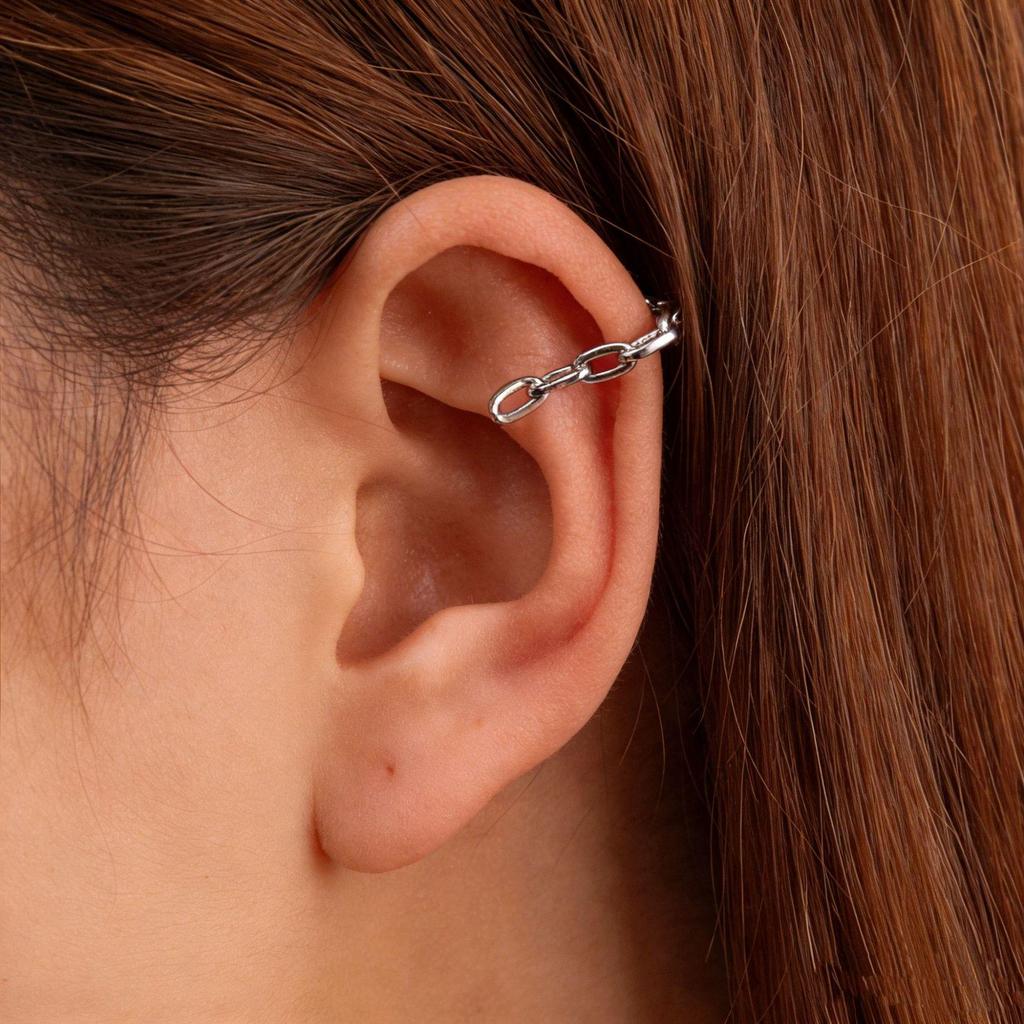 Clip per orecchio retrò francese a doppio strato in lega senza buco: Ear Cuff Semplice da Donna, Stile Freddo, di Nicchia Coreano, Temperamento