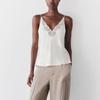 Spring New Women's French Style Elegant Sexy Lace Decorative Silk Satin Textured Vest Tops 1067261