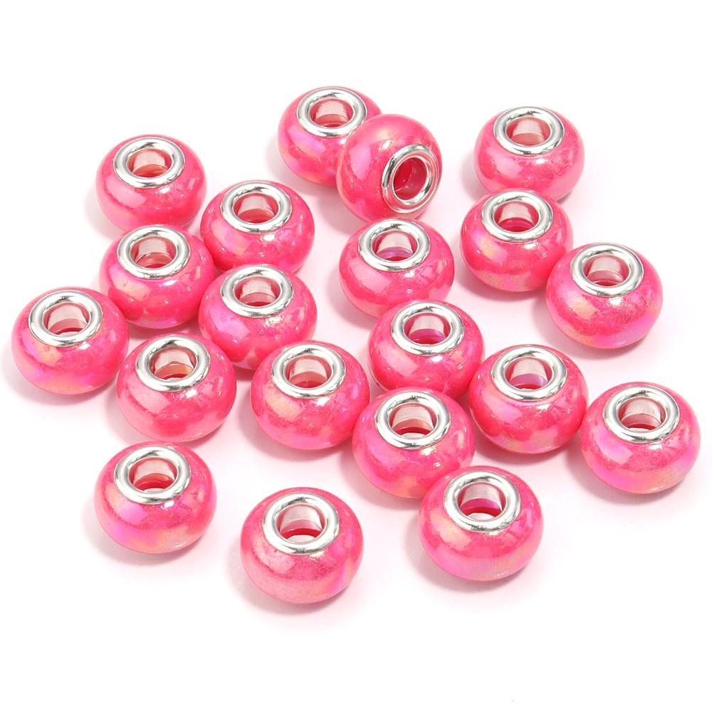 20 Stück Runde Harzperlen Keramikfarbe Beschichtet Farbe Großes Loch Lose Perlen Für Schmuckherstellung DIY Halskette Armband Ohrring Dekoration