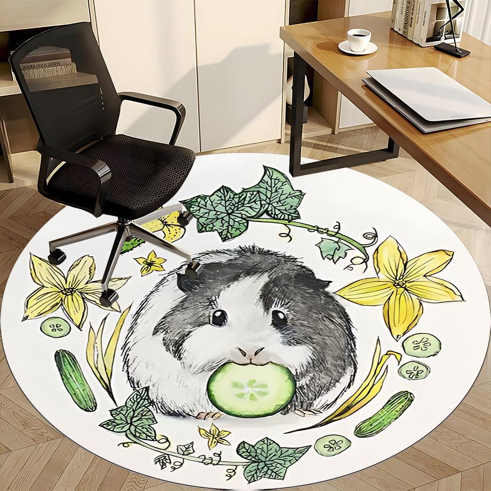 1pc Guinea Pig Cucumber Office Round Rug, Non-slip, Soft and Durable Office Rug for Interior Decoration, Perfect for Office, Beautiful Decoration yy26